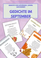 Vorschau - Arbeitsblätter - 4 Gedichte für den SEPTEMBER ab 2. Klasse (auswendig lernen, aufhängen) - Deckblatt