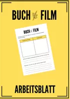 Vorschau - Arbeitsblätter - Buch vs. Film - Arbeitsblatt zur Verfilmung eines Romans - Deckblatt