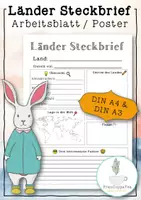 Vorschau - Arbeitsblätter - Länder Steckbrief Poster + Arbeitsblatt FrauCuppaTea - Deckblatt