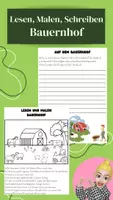 Vorschau - Arbeitsblätter - Lesen, Malen & Freies Schreiben - Bauernhof - Seite 1