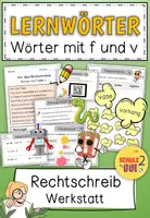 Vorschau - Arbeitsblätter - Rechtschreibung / LERNWÖRTER f oder v / Stationenlernen - Deckblatt
