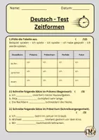 Vorschau - Arbeitsblätter - Deutsch - Test Zeitformen - Deckblatt