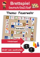 Vorschau - Spiele - Brettspiel Feuerwehr Wortschatzspiel Grundschule DaZ/DaF/Deutsch - Deckblatt