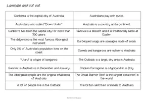 Vista previa - Refuerzo / NEE / Materiales de apoyo - AUSTRALIA - Matching Game (Facts) - página 2