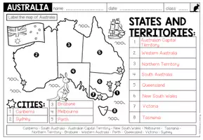 Vista previa - Hojas de trabajo - AUSTRALIA - Map Work (Worksheet) - página 2