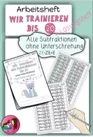 Vorschau - Stationenlernen - Trainingsheft Subtraktionen im ZR 20 Platzhalter ? - ZE = E - Deckblatt