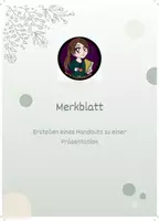 Vorschau - Arbeitsblätter - Wie erstellt man ein Handout für eine Präsentation - Deckblatt