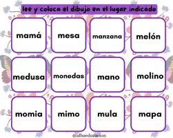 Vista previa - Tarjetas / Manipulativos - Lee y coloca el dibujo en el lugar indicado - página 1