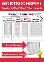 Vorschau - Arbeitsblätter - Wortsuchspiel/Wortsuche/Suchsel Feuerwehr (Grundschule) - 4 Varianten - Deckblatt