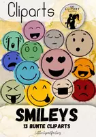 Náhľad - Ciparts 13 smajlíkov / emoji v akvarelovom štýle - obálka