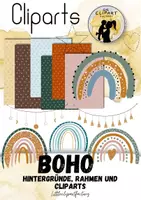 zapowiedź - Kliparty BOHO, chorągiewki, tęcze, ramki i tła - obwoluta