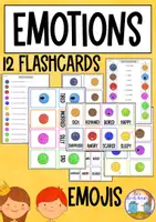 förhandsvisning - Känslor Emoji flashcard set + aktiviteter - försättsblad