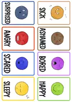 förhandsvisning - Känslor Emoji flashcard set + aktiviteter - sida 1