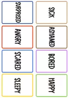 förhandsvisning - Känslor Emoji flashcard set + aktiviteter - sida 2