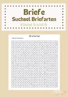 Vorschau - Arbeitsblätter - Briefe schreiben: Suchsel Briefarten (Klasse 5/6) - Deckblatt