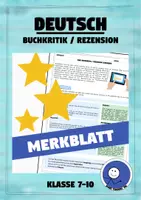 Vorschau - Arbeitsblätter - Merkblatt: Eine Buchkritik / Rezension schreiben - Deckblatt