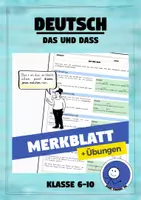 Vorschau - Arbeitsblätter - Merkblatt: das & dass (+ Übungen mit Lösungen) - Deckblatt