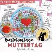 Vorschau - Mal- und Bastelvorlagen - Muttertag Bastel- und Malvorlage Mandala mit Herzbotschaft - Seite 2