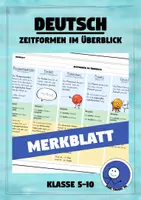 Vorschau - Arbeitsblätter - Merkblatt: Zeitformen im Überblick (Übersicht) - Deckblatt