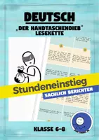 Vorschau - Arbeitsblätter - Einstieg: Sachlich berichten | Lesekette: "Der Handtaschendieb" - Deckblatt