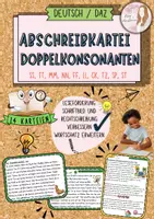 Vorschau - Arbeitsblätter - Abschreibkartei Doppelkonsonanten ss, tt, mm, nn, ff, ll, ck, tz, sp, st mit Zusatz (Klasse 2/3/4/5) DAZ - Deckblatt