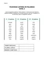 Vista previa - Evaluación - Evaluación de lectura de palabras: fluidez y velocidad lectora. 10 niveles - página 2