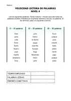 Vista previa - Evaluación - Evaluación de lectura de palabras: fluidez y velocidad lectora. 10 niveles - página 3