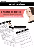 Vista previa - Tarjetas / Manipulativos - Mujer y Ciencia: Ada Lovelance 3 niveles comprensión lectora + actividades - Portada
