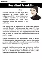 Vista previa - Tarjetas / Manipulativos - Mujer y Ciencia: Rosalind Franklin 3 niveles comprensión lectora + actividades-1 - página 1