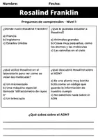 Vista previa - Tarjetas / Manipulativos - Mujer y Ciencia: Rosalind Franklin 3 niveles comprensión lectora + actividades-1 - página 2
