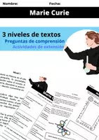Vista previa - Hojas de trabajo - Mujer y Ciencia: Marie Curie - 3 niveles de comprensión lectora y actividades - Portada