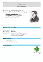 Vorschau - Klassenarbeiten - Klausur mit EHZ - Sehnsucht - Eichendorff Gedichtinterpretation Analyse Lyrik Romantik - Seite 1