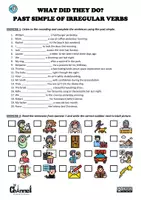 Vista previa - Hojas de trabajo - PAST SIMPLE OF IRREGULAR VERBS – Listening Worksheet - página 1