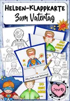 Vorschau - Mal- und Bastelvorlagen - Vatertag | Bastelvorlage | Superheld Klappkarte | Grundschule | Vatertagsgeschenk - Deckblatt