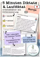 Vorschau - Arbeitsblätter - 5 Minuten Diktate und Laufdiktate "Manga" mit Differenzierung #35 - Deckblatt