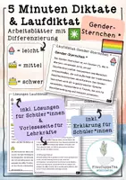 Vorschau - Arbeitsblätter - 5 Minuten Diktate und Laufdiktate "Gender-Sternchen *" mit Differenzierung #37 - Deckblatt