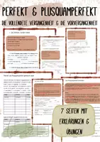 Vorschau - Arbeitsblätter - Perfekt, Plusquamperfekt - vollendete Vergangenheit & Vorvergangenheit - Deckblatt