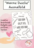 Vorschau - Mal- und Bastelvorlagen - Warme Dusche Ausmalbild, Positives Denken - Deckblatt
