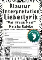 Vorschau - Test - Klassenarbeit+EWH Liebeslyrik Mascha Kaléko "Das graue Haar" - Deckblatt