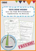 Vorschau - Arbeitsblätter - Wiederholungs-Quiz zur Metallbindung - Deckblatt