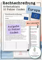 Vorschau - Arbeitsblätter - Arbeitsblatt Rechtschreibung "Europa" (10 Fehler finden) #13 - Deckblatt