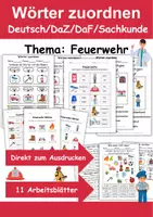 Vorschau - Arbeitsblätter - Materialpaket Schreiben und Sprache Thema Feuerwehr - DaZ/DaF, Deutsch - Seite 1