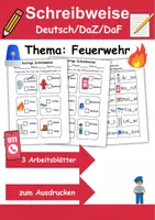 Vorschau - Arbeitsblätter - Feuerwehr richtige Schreibweise, rechtschreibung - DaZ/DaF, deutsch - Deckblatt