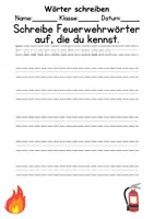 Vorschau - Arbeitsblätter - Feuerwehr Wörter und Sätze schreiben DaZ/DaF, deutsch - Seite 1