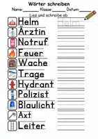 Vorschau - Arbeitsblätter - Feuerwehr Wörter und Sätze schreiben DaZ/DaF, deutsch - Seite 3