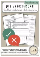 Vorschau - Arbeitsblätter - lineare Erörterung / Argumentation - Checkliste / Schreibkonferenz - Deckblatt