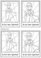 Vorschau - Mal- und Bastelvorlagen - Du bist mein Superheld / Superheldin / Danke - Mosaik Postkarte (auch: Muttertag Vatertag Geschenk) - Seite 2