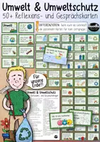 Vorschau - Spiele - 50+ Gesprächskarten zu Umwelt, Umweltschutz (Klasse 4-7) #timeforclimateaction - Deckblatt