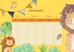 Vorschau - Unterrichtsreihen - LÖWEN Klasse: STUNDENPLAN Vorlage im Löwendesign - Seite 1