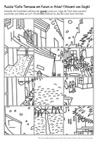 Vorschau - Mal- und Bastelvorlagen - Vincent van Gogh: "Cafe-Terrasse am Forum in Arles" - Kunstwerk puzzeln - Seite 1